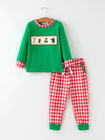 Rylee Faith Designs Christmas Character Candy Embroidery Green Boys Set - Everetts Place Boutique - 