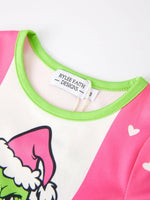 Rylee Faith Designs Christmas Character Print Ruffle Girls Dress Holiday Party - Everetts Place Boutique - 