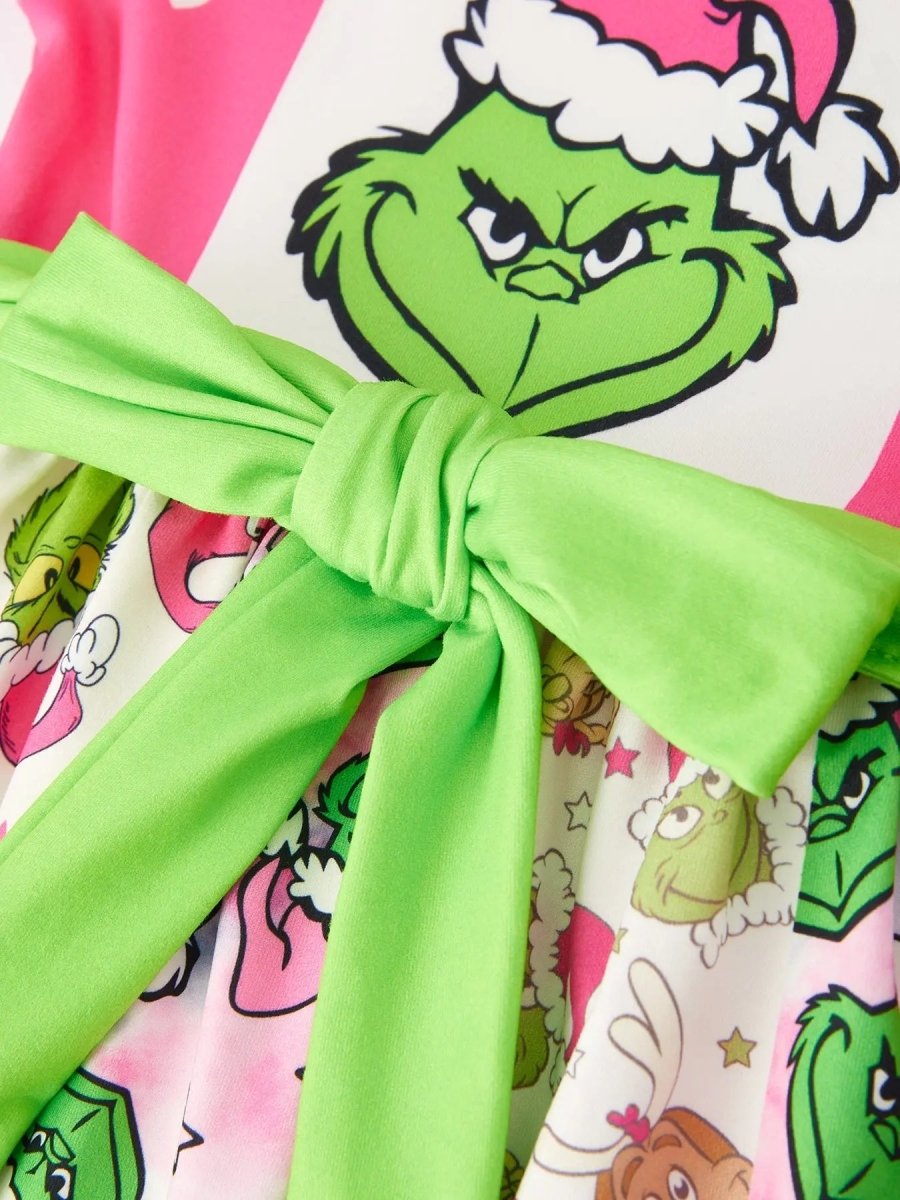 Rylee Faith Designs Christmas Character Print Ruffle Girls Dress Holiday Party - Everetts Place Boutique - 