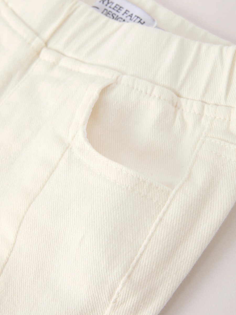 Rylee Faith Designs Christmas Charming White Bell Bottom Pants With Cute Bows - Everetts Place Boutique - 