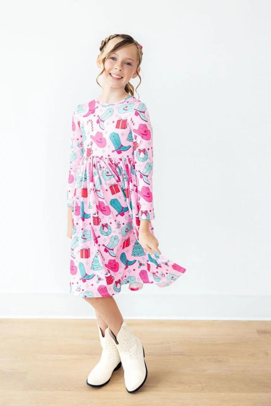 Mila & Rose ® Christmas Cowgirl L/S Pocket Twirl Dress - 