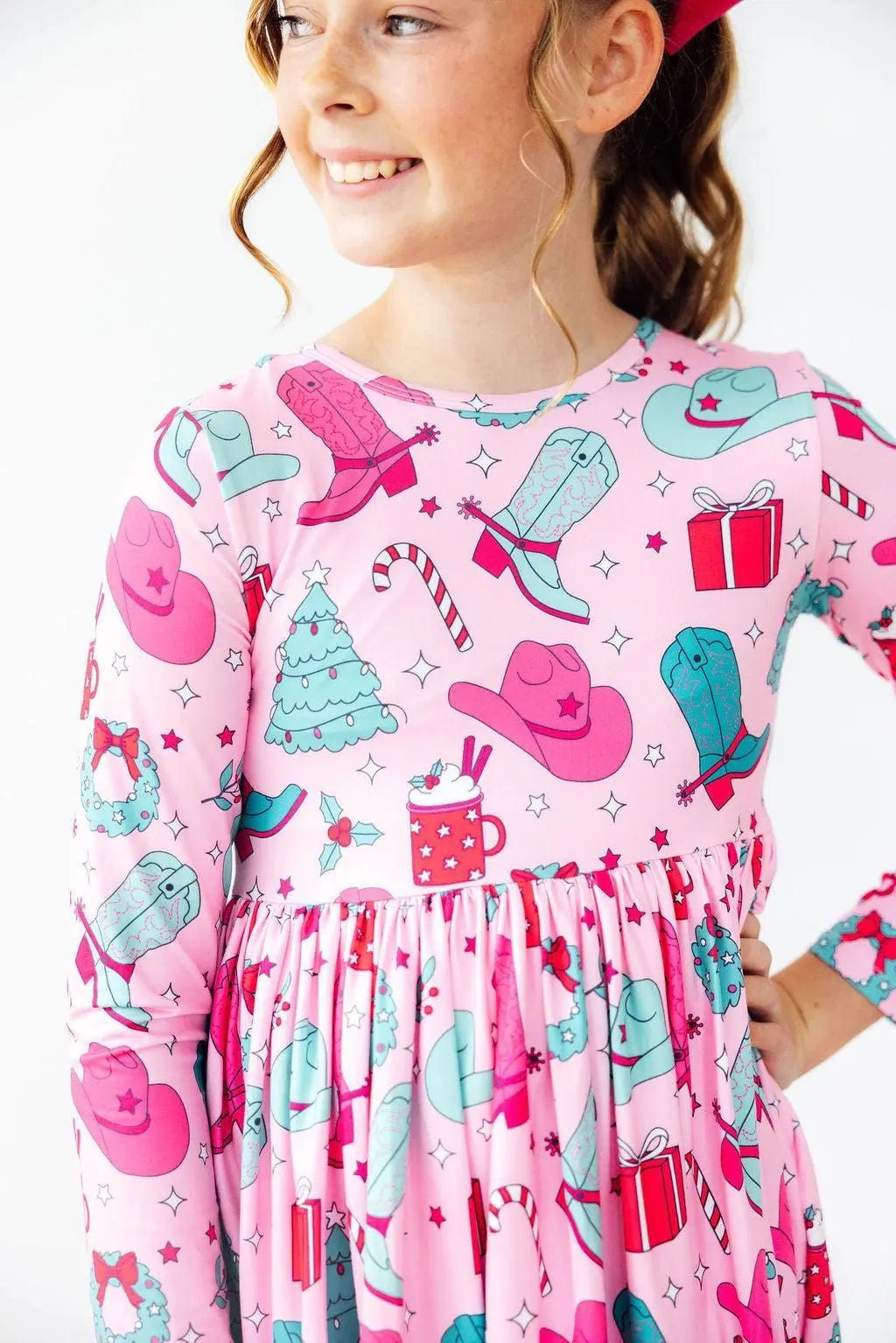 Mila & Rose ® Christmas Cowgirl L/S Pocket Twirl Dress - 