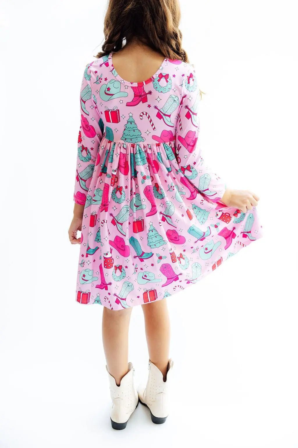 Mila & Rose ® Christmas Cowgirl L/S Pocket Twirl Dress - 