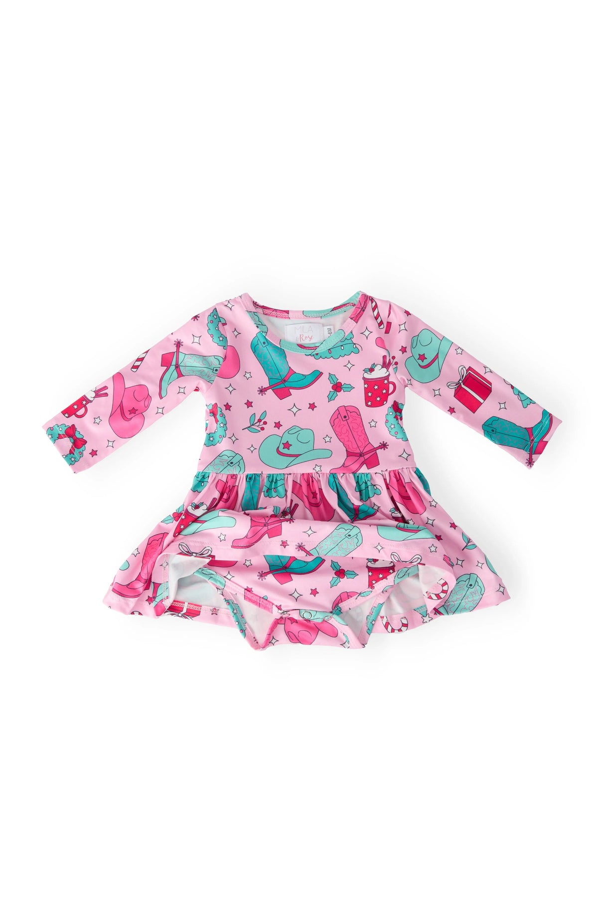Mila & Rose ® Christmas Cowgirl L/S Twirl Bodysuit - 