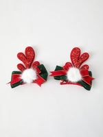 Rylee Faith Designs Christmas Elk Pom Pom Girls Hair Clip - Everetts Place Boutique - 