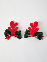 Rylee Faith Designs Christmas Elk Pom Pom Girls Hair Clip - Everetts Place Boutique - 