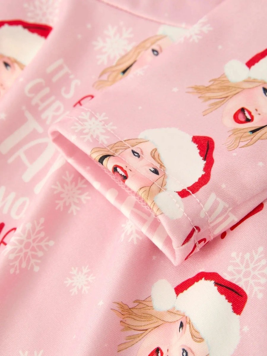 Rylee Faith Designs Christmas Festive Twirly Print Milk Silk Dress for Girls - Everetts Place Boutique - 