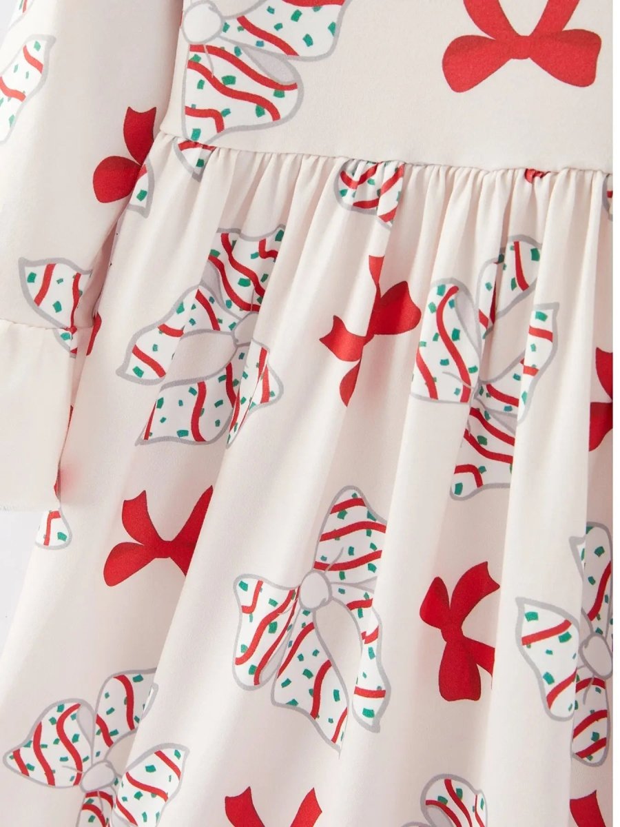 Rylee Faith Designs Christmas Gingerbread Print Girls Dress for Holiday Party - Everetts Place Boutique - 