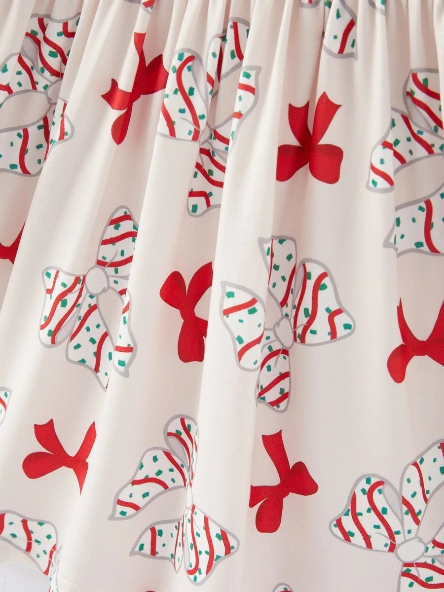 Rylee Faith Designs Christmas Gingerbread Print Girls Dress for Holiday Party - Everetts Place Boutique - 