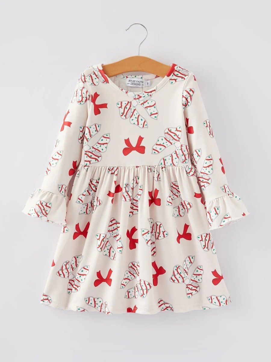 Rylee Faith Designs Christmas Gingerbread Print Girls Dress for Holiday Party - Everetts Place Boutique - 