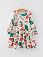 Rylee Faith Designs Christmas Gingerbread Print Girls Dress For Holidays - Everetts Place Boutique - 