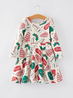 Rylee Faith Designs Christmas Gingerbread Print Girls Dress For Holidays - Everetts Place Boutique - 