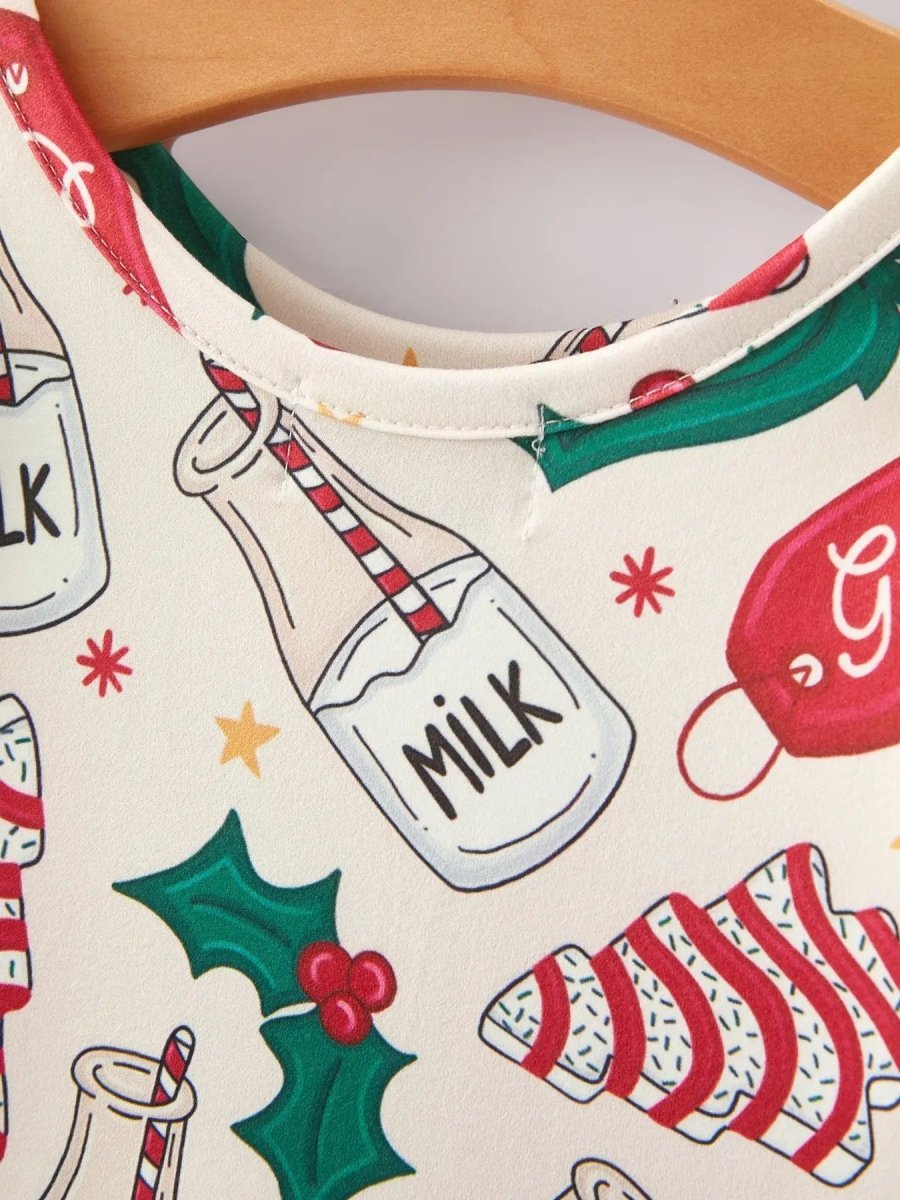 Rylee Faith Designs Christmas Gingerbread Print Girls Dress For Holidays - Everetts Place Boutique - 