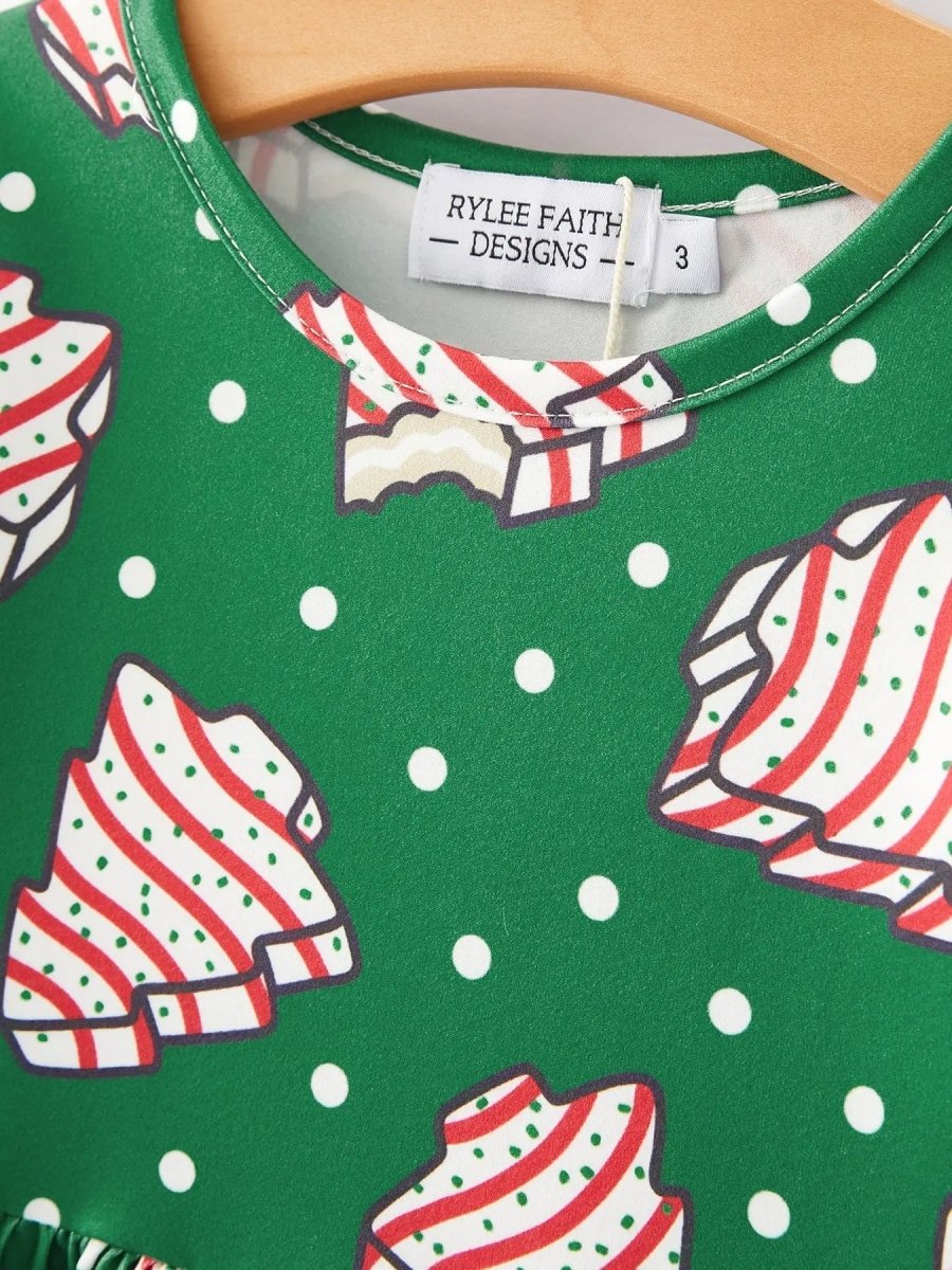 Rylee Faith Designs Christmas Gingerbread Print Girls Dress Holiday Cheer - Everetts Place Boutique - 