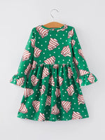 Rylee Faith Designs Christmas Gingerbread Print Girls Dress Holiday Cheer - Everetts Place Boutique - 