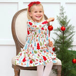 Tesa Babe Christmas Girl Bamboo Dress Sibling Matching Holiday Print - Everetts Place Boutique - 