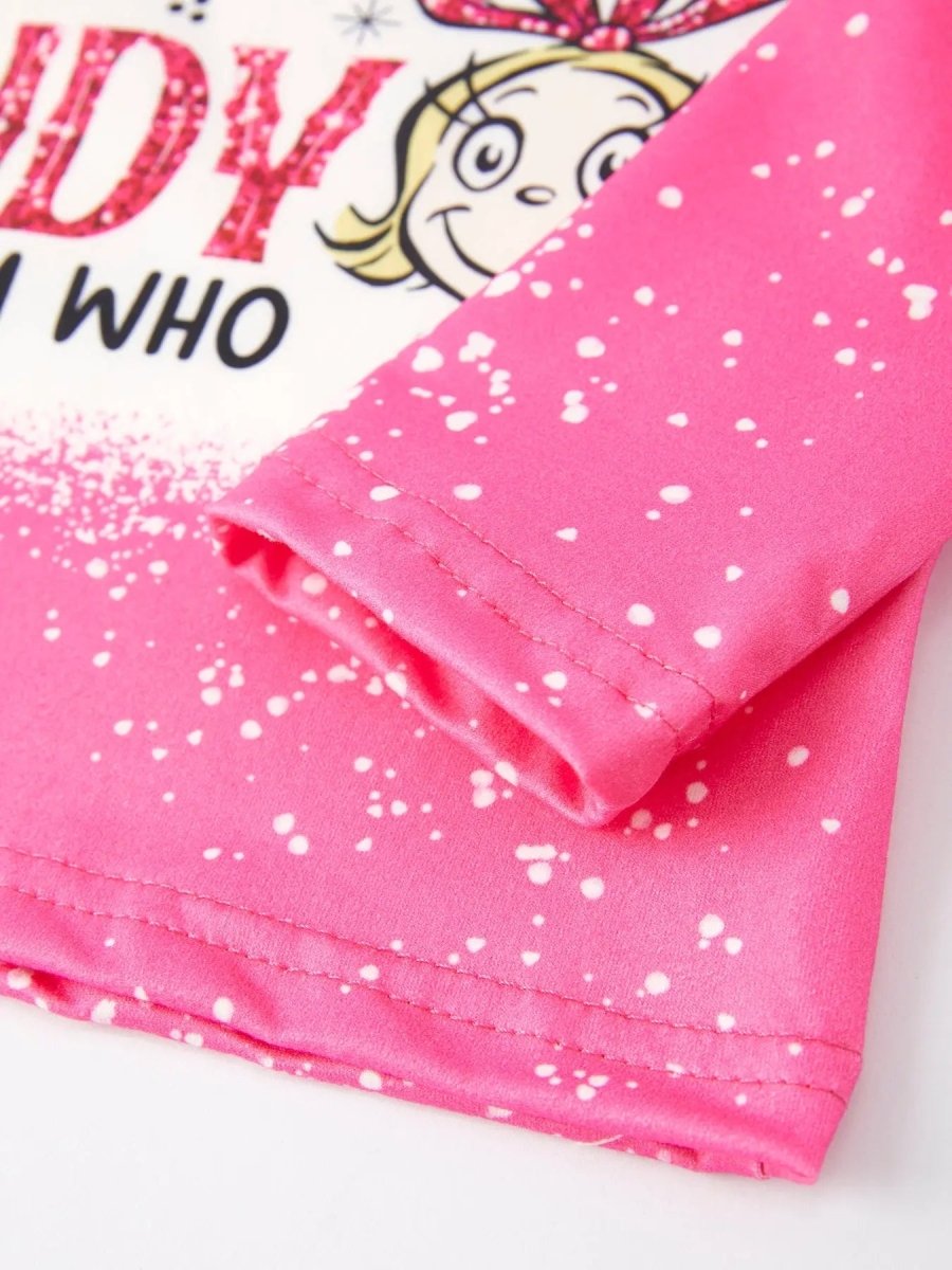 Rylee Faith Designs Christmas Girls Cartoon Letter Print Holiday Outfit Set - Everetts Place Boutique - 