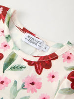 Rylee Faith Designs Christmas Girls Floral Dress Long Sleeve Red Pink Occasion - Everetts Place Boutique - 