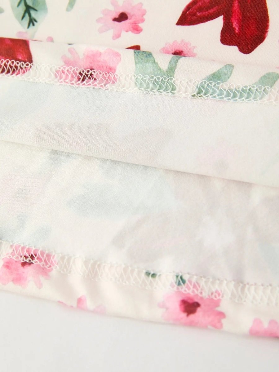 Rylee Faith Designs Christmas Girls Floral Dress Long Sleeve Red Pink Occasion - Everetts Place Boutique - 