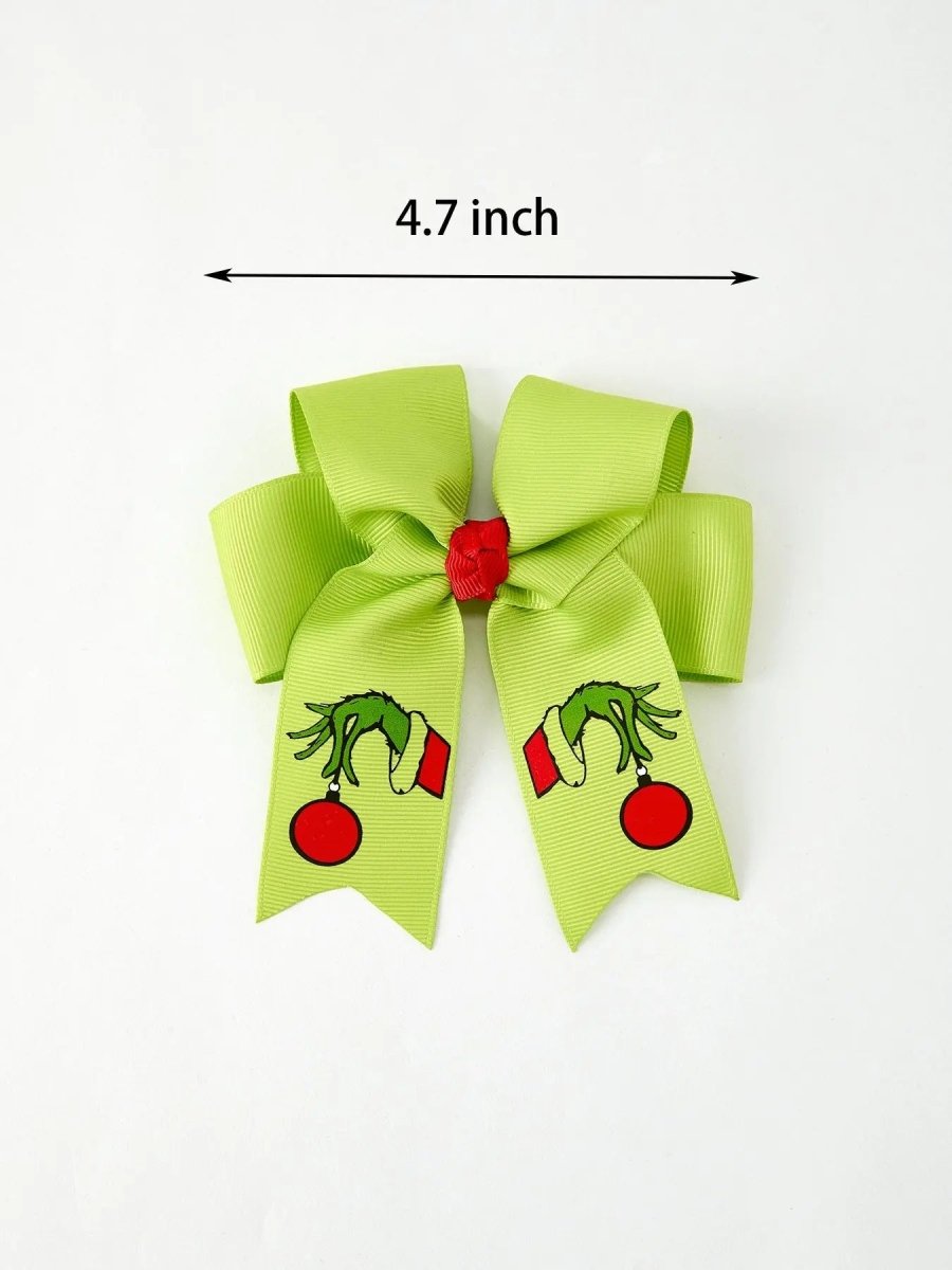 Rylee Faith Designs Christmas Green Bow Hairpin 4.7 Inch Festive Accessory - 