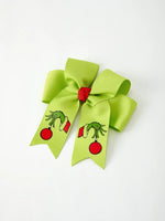 Rylee Faith Designs Christmas Green Bow Hairpin 4.7 Inch Festive Accessory - 