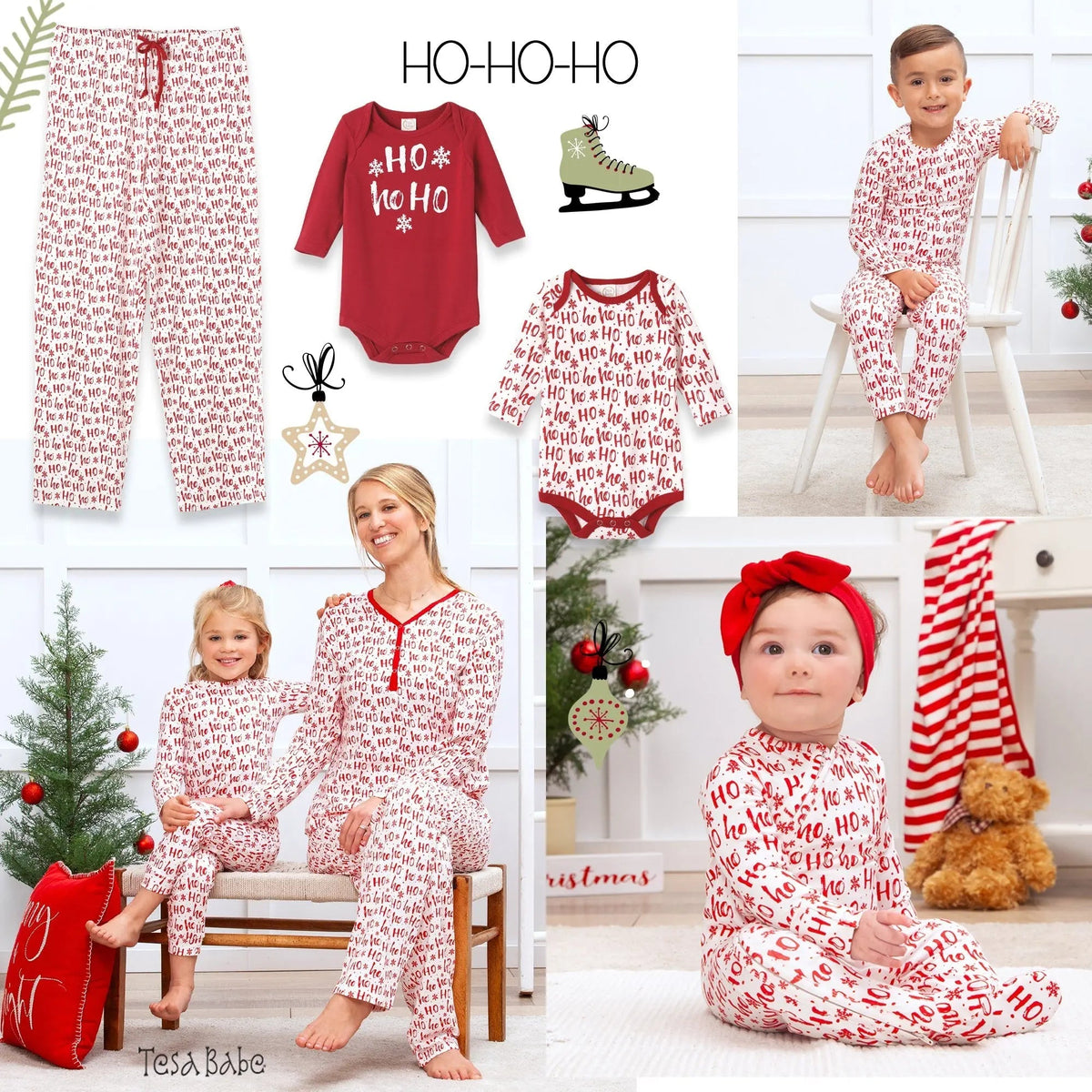 Tesa Babe Christmas Ho - Ho - Ho Adult Bamboo Pajama Pants - Family Matching - 