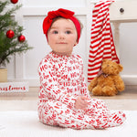 Christmas Ho-Ho-Ho Bamboo Baby Zipper Romper-Family Matching - Clothing, Sleeve, Baby & Toddler Clothing, Red, Child | Everetts Place