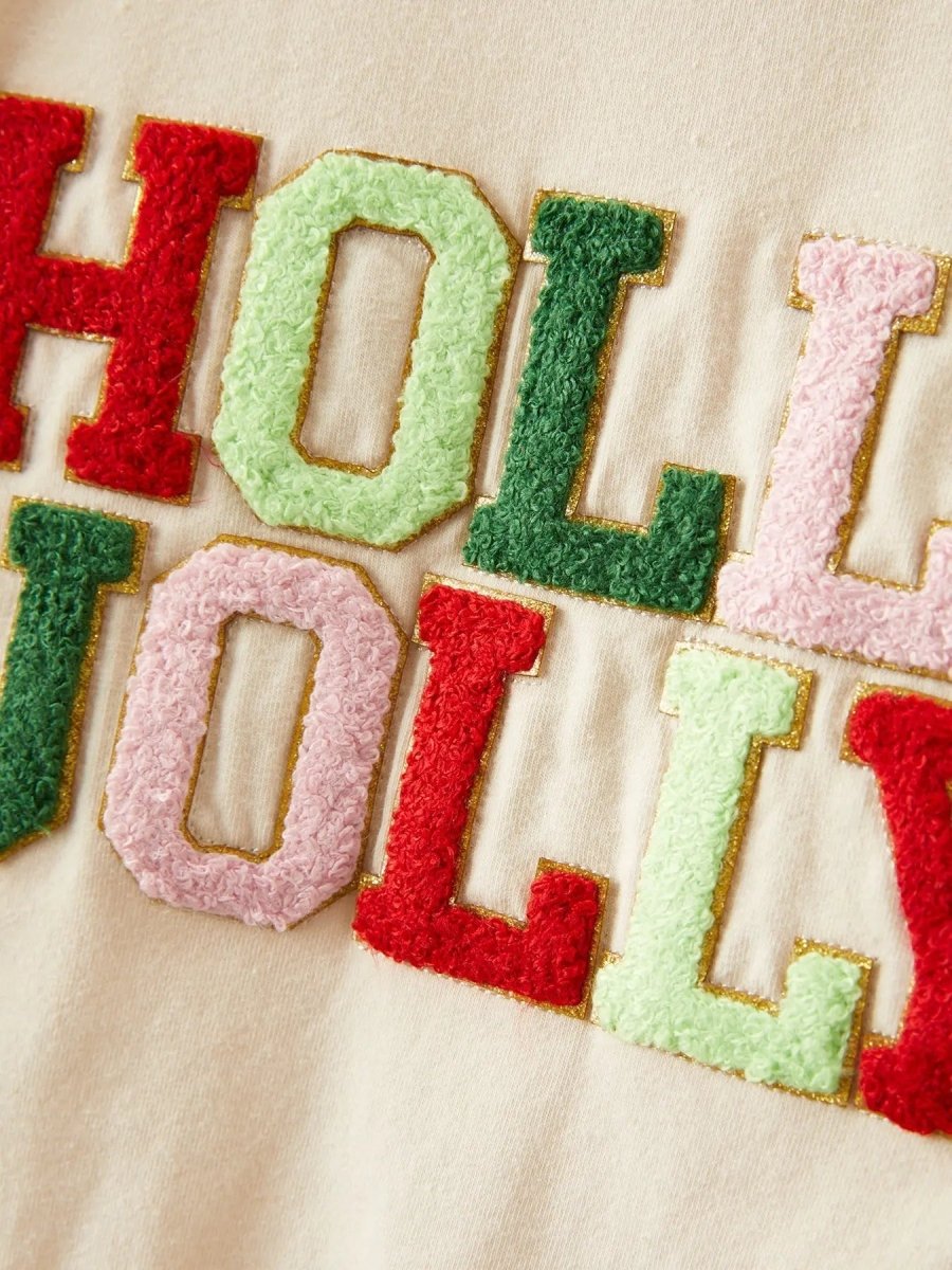 Rylee Faith Designs Christmas Letter Applique Top and Flared Pants Outfit Set - Everetts Place Boutique - 