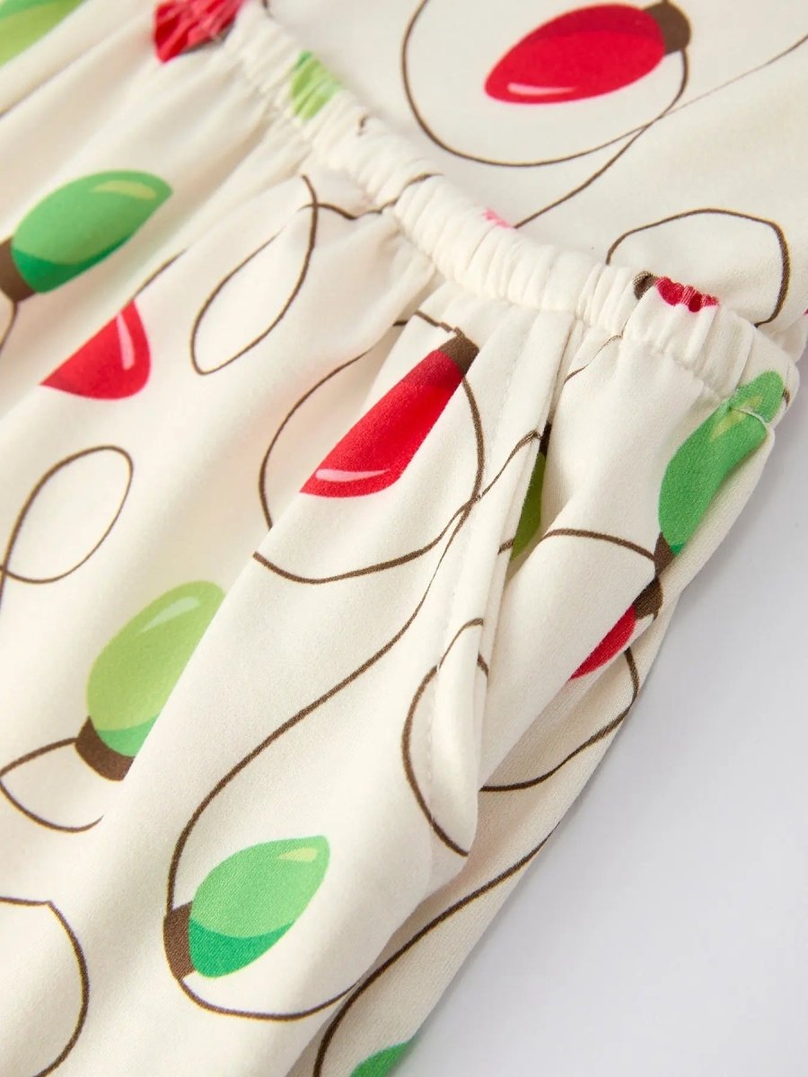 Rylee Faith Designs Christmas Light Bulb Print Baby Girls Jumpsuit Cozy - Everetts Place Boutique - 