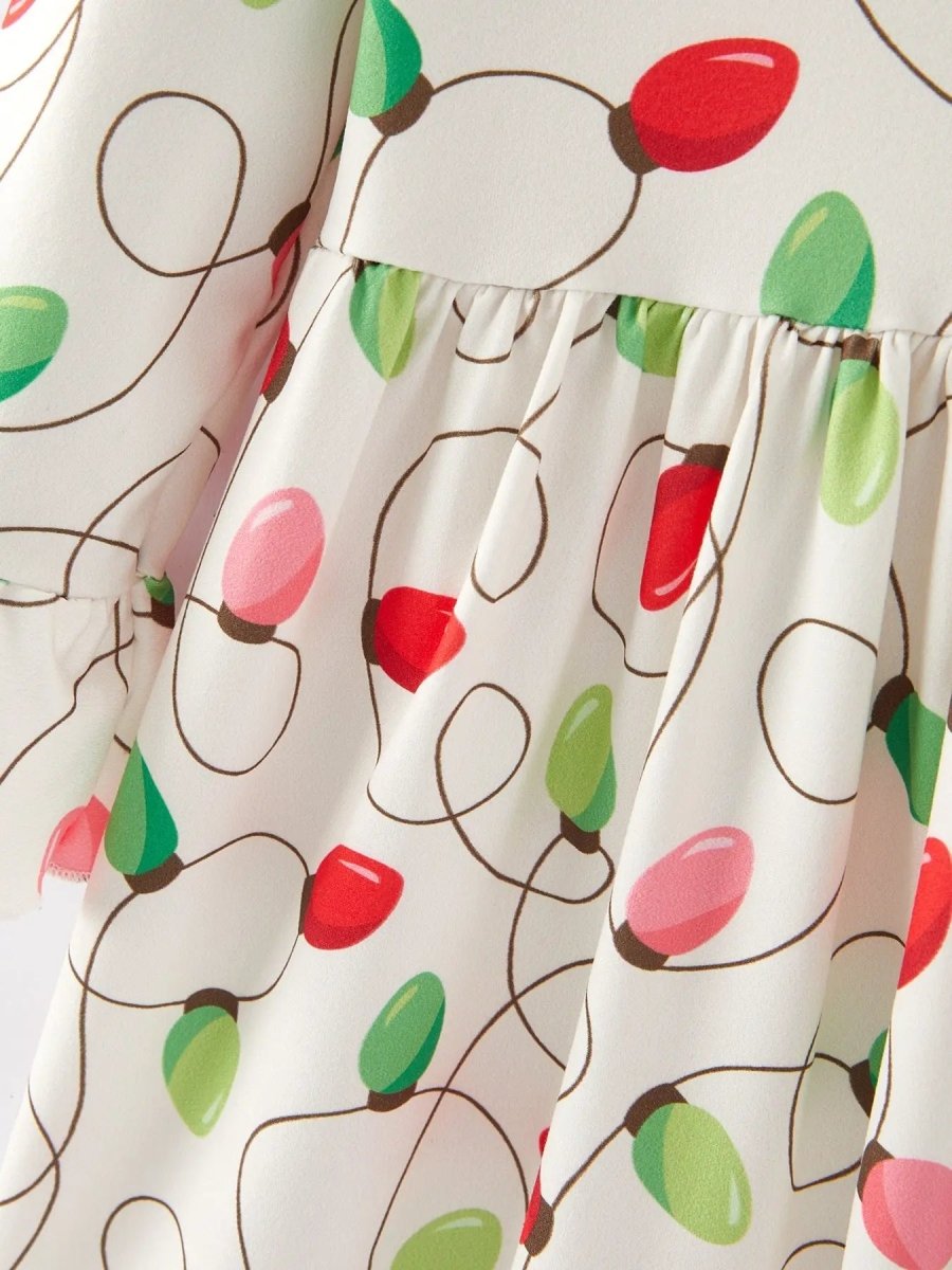 Rylee Faith Designs Christmas Lights Print Girls Dress Holiday Celebration - Everetts Place Boutique - 