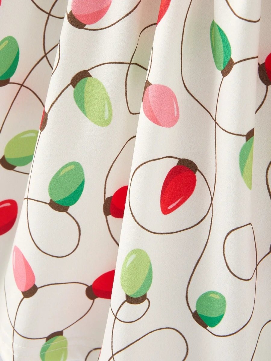 Rylee Faith Designs Christmas Lights Print Girls Dress Holiday Celebration - Everetts Place Boutique - 