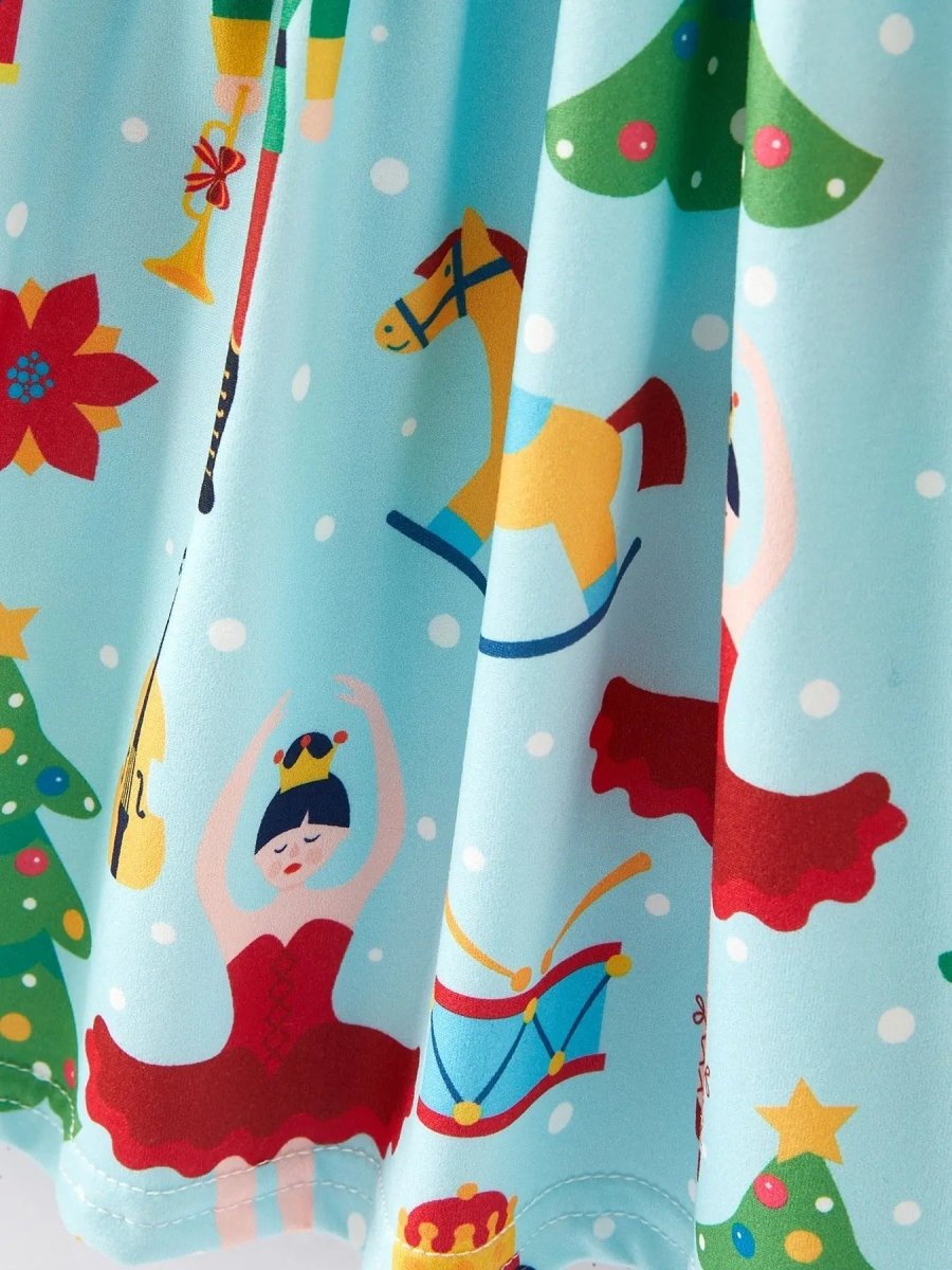 Rylee Faith Designs Christmas Nutcracker Print Girls Dress for Holiday Cheer - Everetts Place Boutique - 