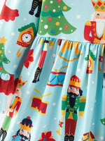 Rylee Faith Designs Christmas Nutcracker Print Girls Dress for Holiday Cheer - Everetts Place Boutique - 