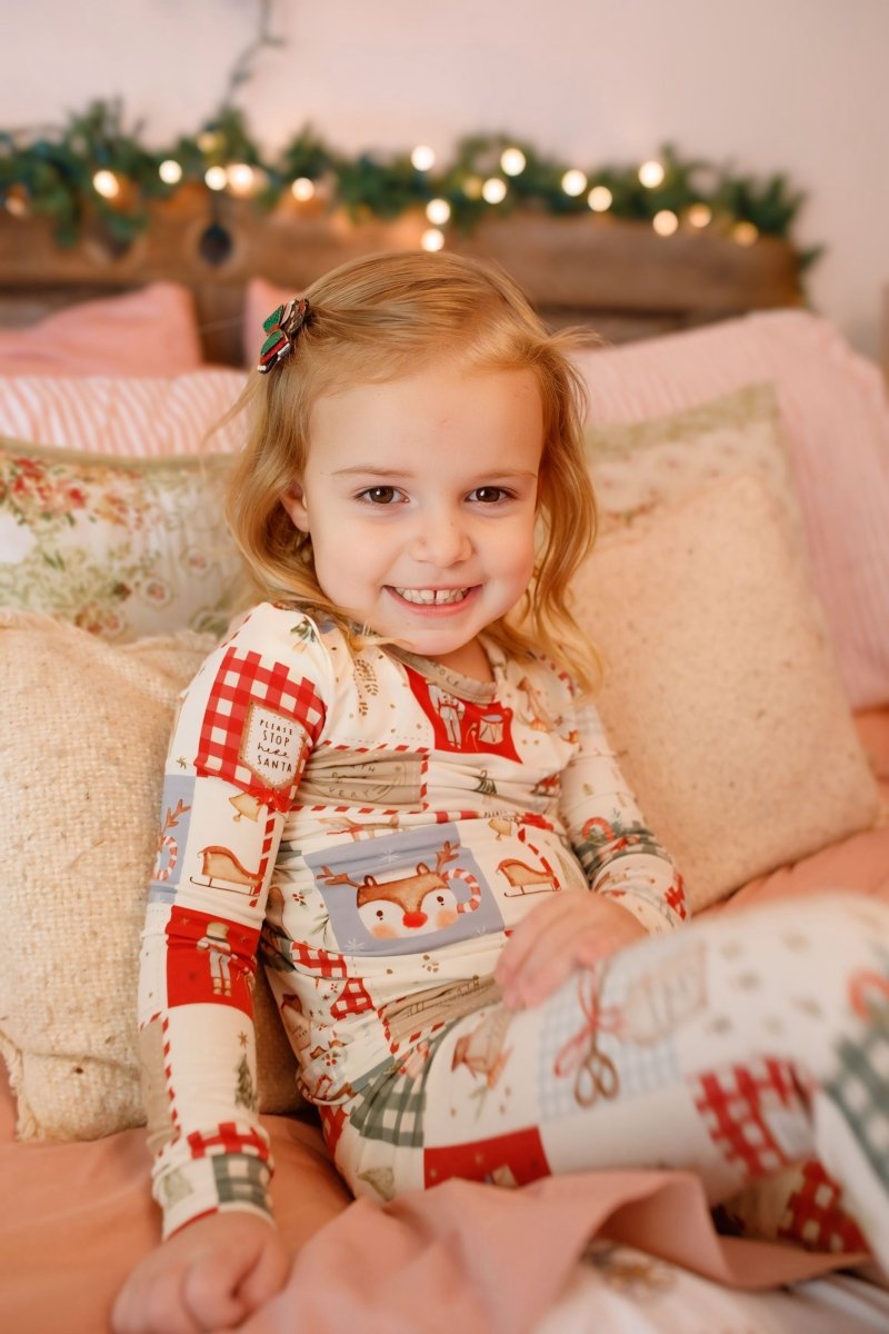 Little Joy Co. Christmas Patchwork Bamboo Christmas Pajamas - 2pc Set - 