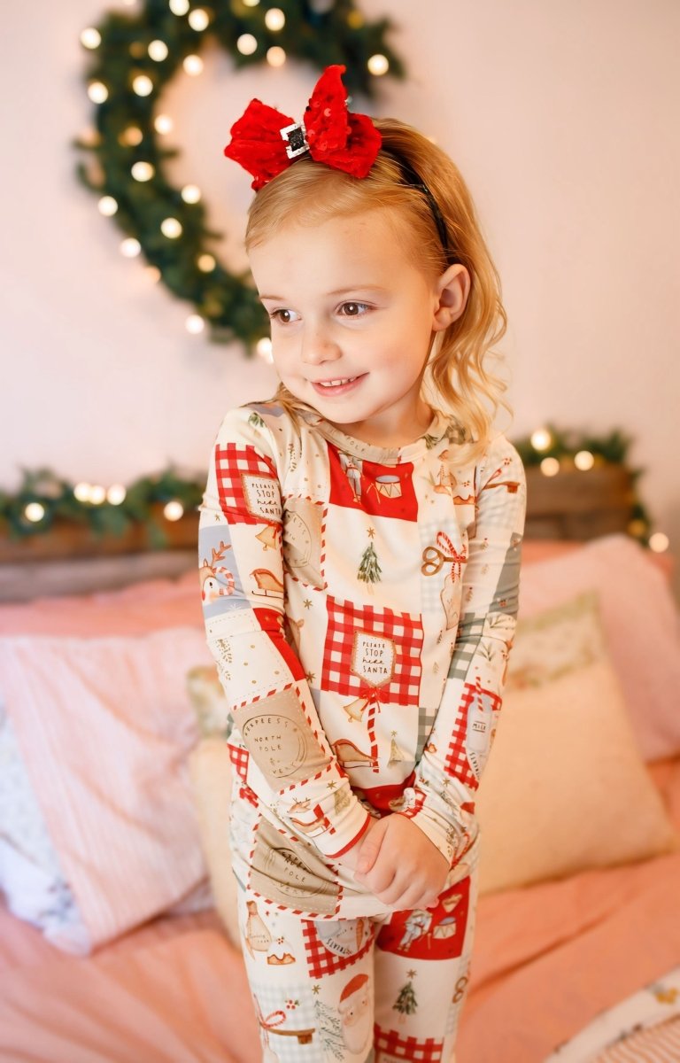 Little Joy Co. Christmas Patchwork Bamboo Christmas Pajamas - 2pc Set - 