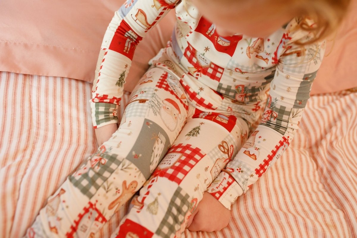 Little Joy Co. Christmas Patchwork Bamboo Christmas Pajamas - 2pc Set - 