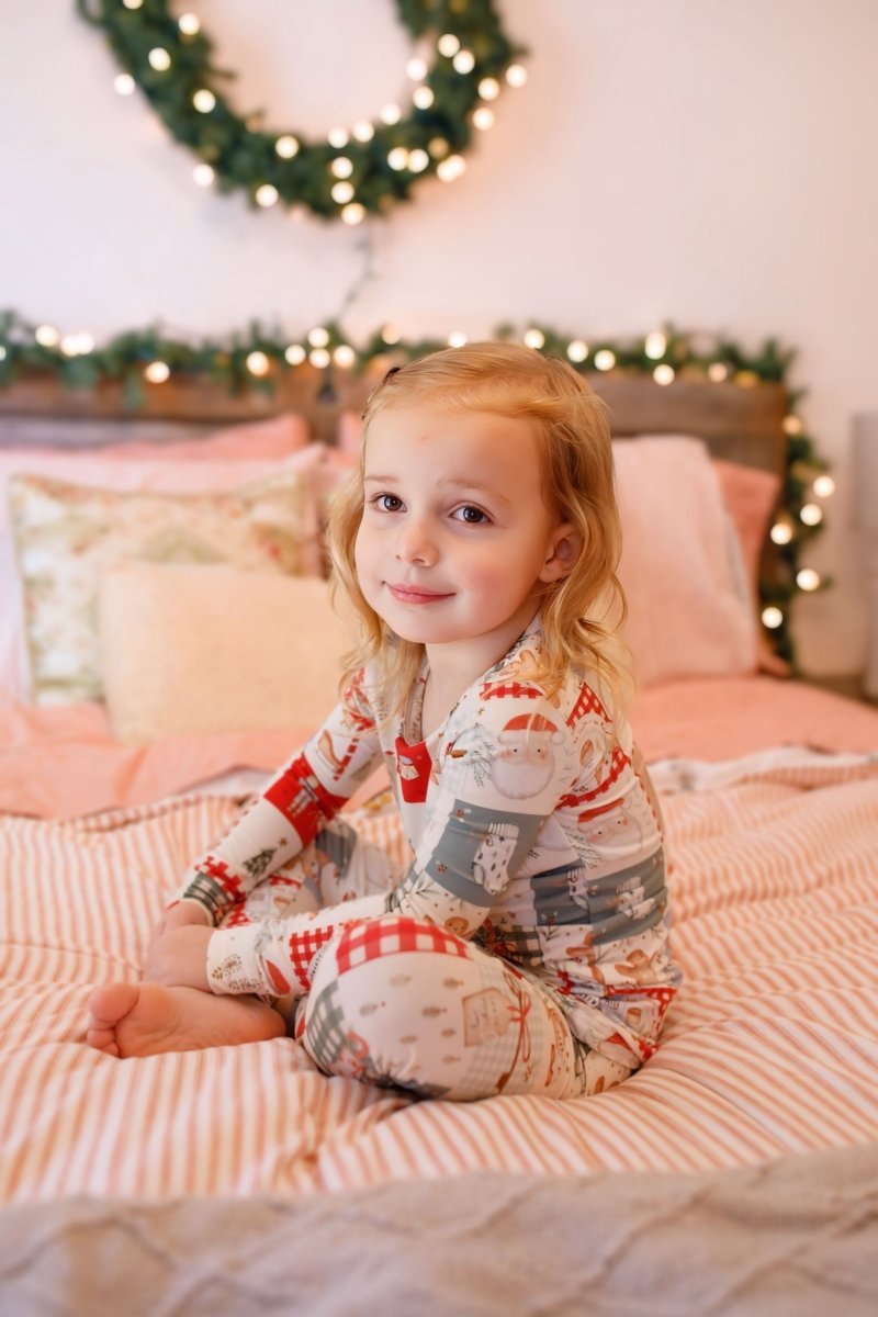 Little Joy Co. Christmas Patchwork Bamboo Christmas Pajamas - 2pc Set - 