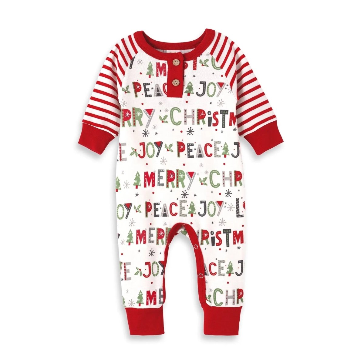 Tesa Babe Christmas Peace Love Joy Bamboo Baby Romper Ultra Soft - Everetts Place Boutique - 
