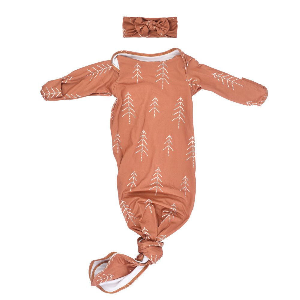 Three Little Tots Christmas Pine Tree Knotted Gown - 