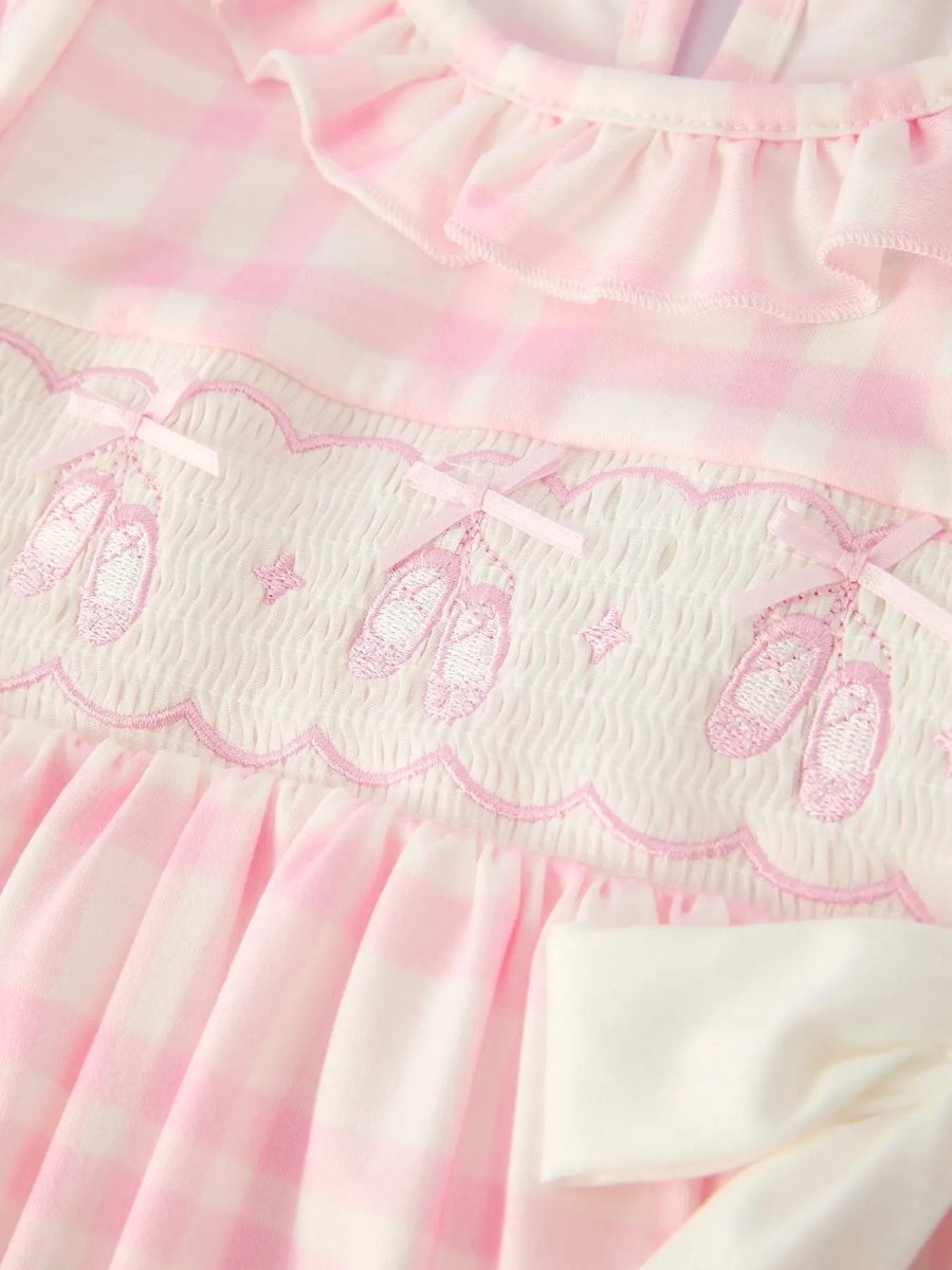 Rylee Faith Designs Christmas Pink Bow Plaid Baby Romper Soft And Comfortable - Everetts Place Boutique - 