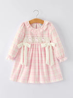 Rylee Faith Designs Christmas Pink Bow Plaid Baby Romper Soft And Comfortable - Everetts Place Boutique - 