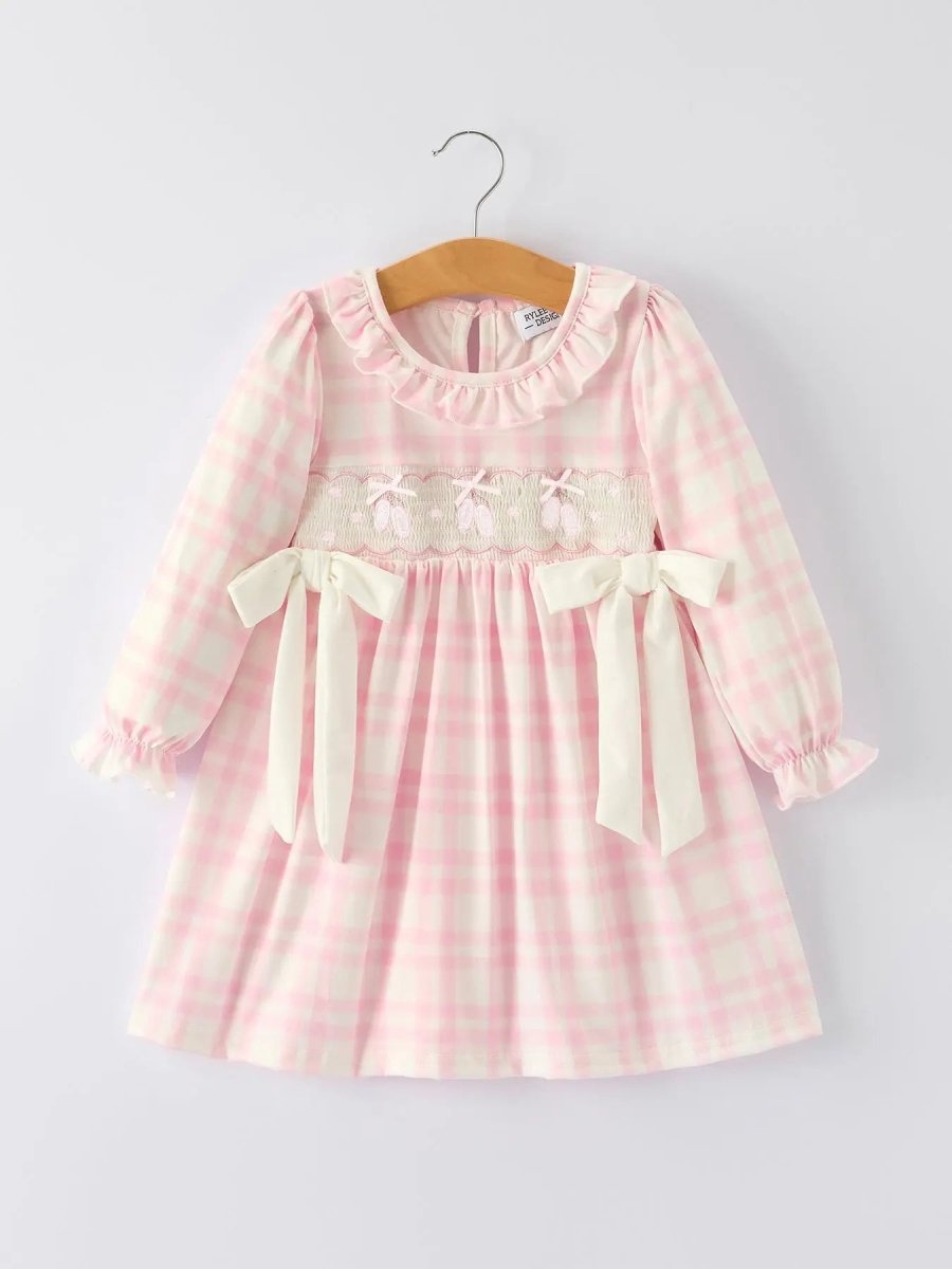 Rylee Faith Designs Christmas Pink Bow Plaid Baby Romper Soft And Comfortable - Everetts Place Boutique - 