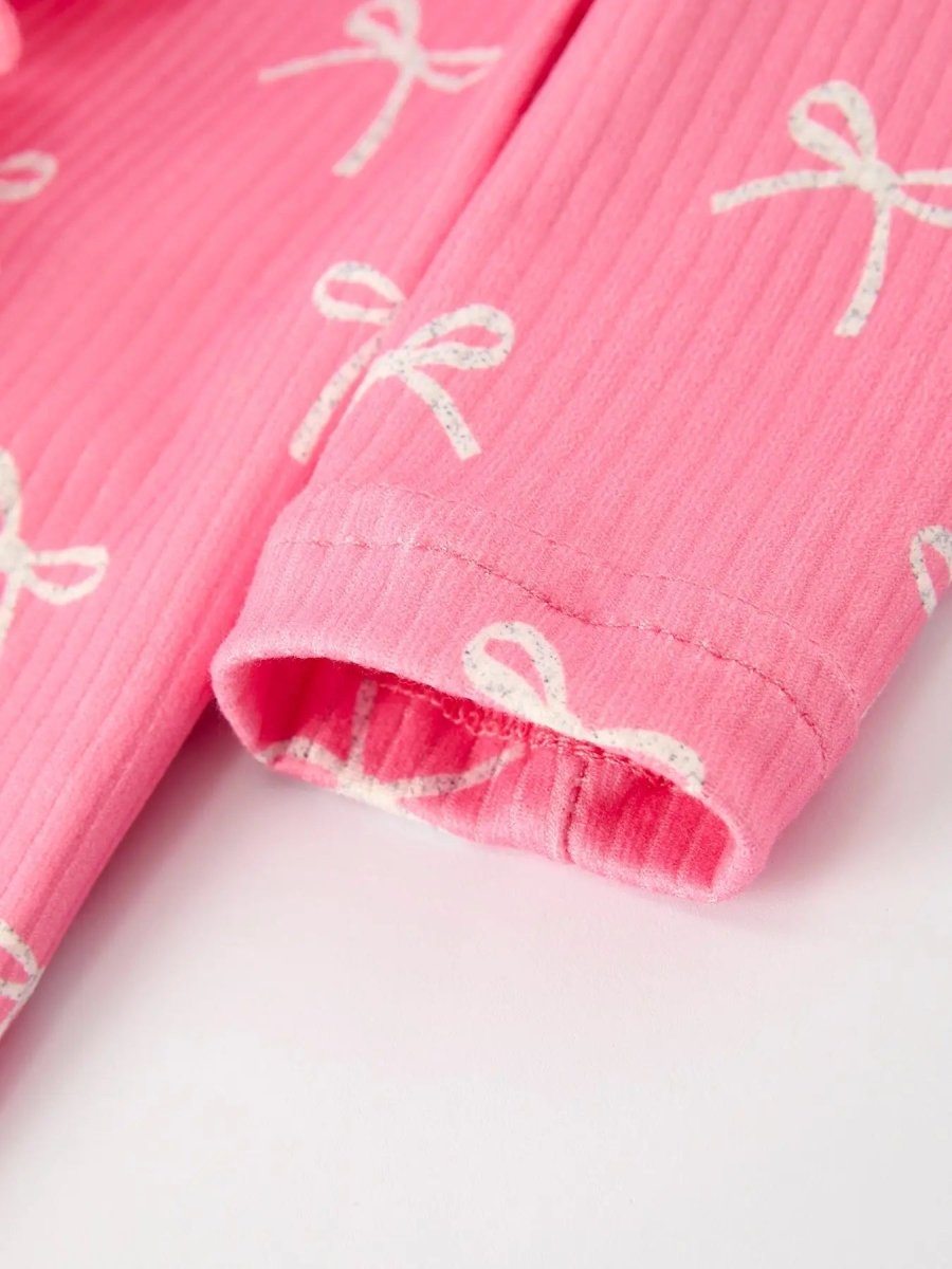 Rylee Faith Designs Christmas Pink Bow Romper With Hat Baby Outfit Soft Cotton - Everetts Place Boutique - 