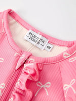 Rylee Faith Designs Christmas Pink Bow Romper With Hat Baby Outfit Soft Cotton - Everetts Place Boutique - 