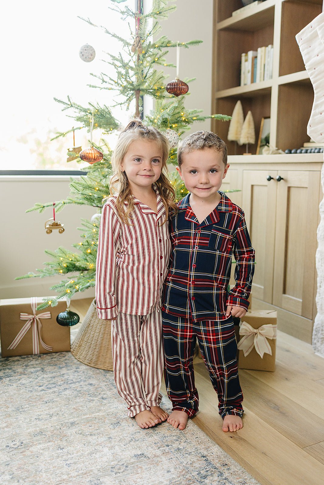 Mebie Baby Christmas Plaid Collared Pajama Set - 