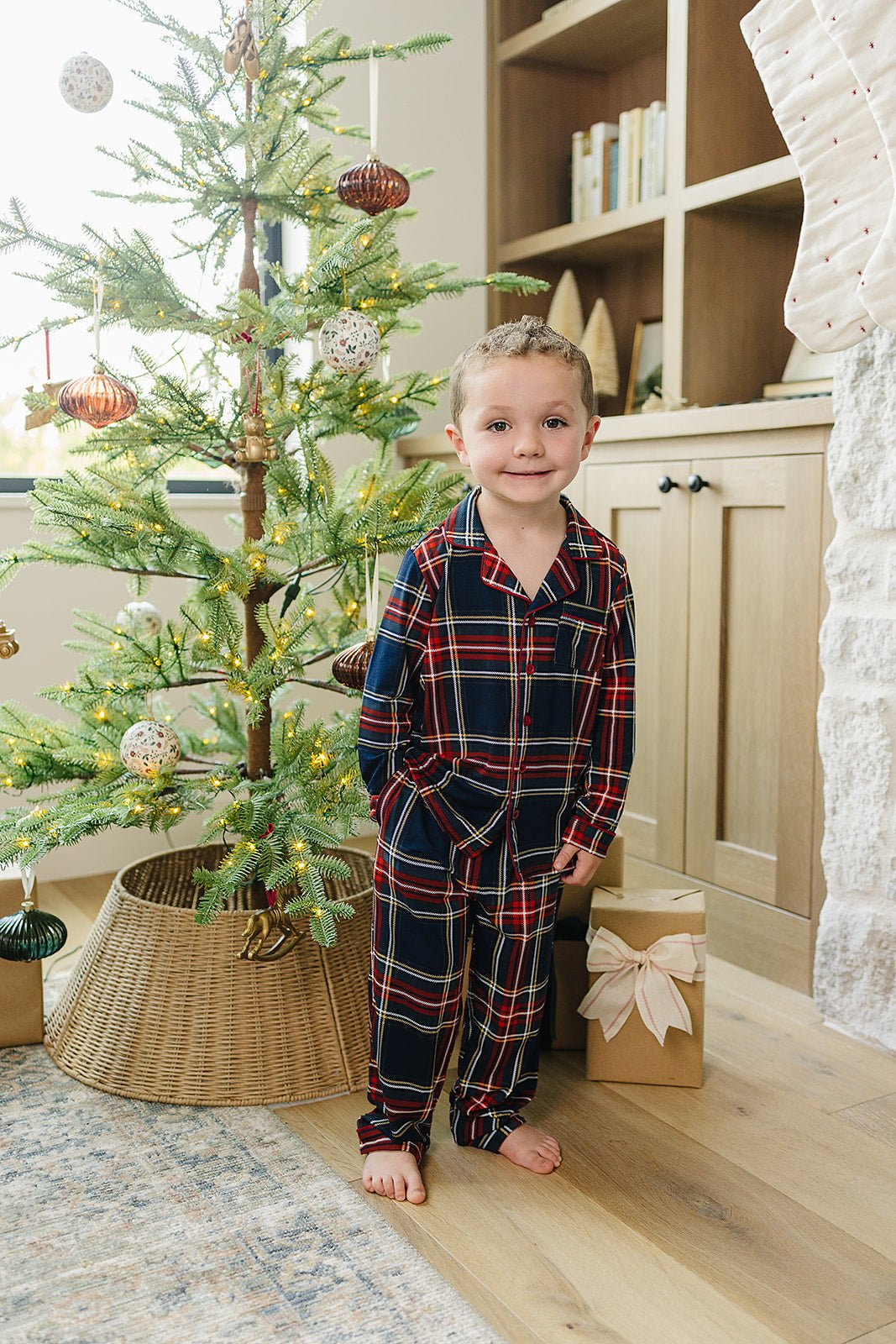 Mebie Baby Christmas Plaid Collared Pajama Set - 