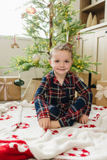 Mebie Baby Christmas Plaid Collared Pajama Set - 