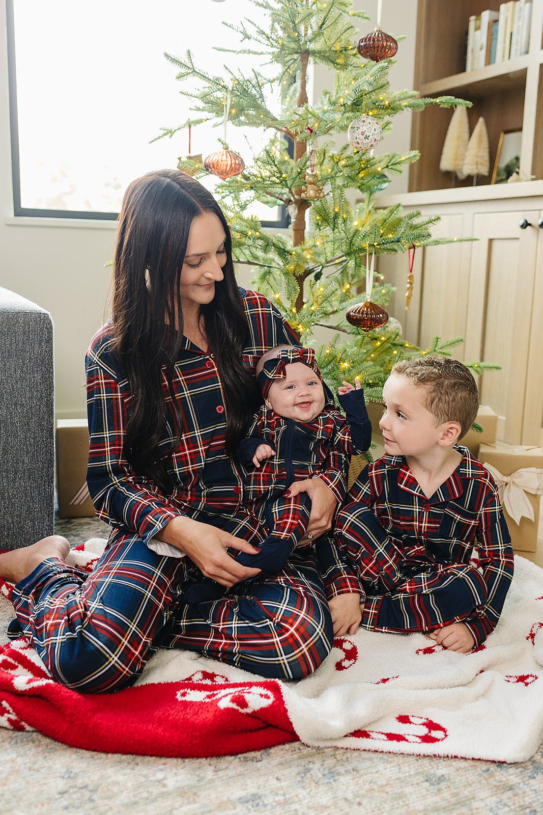 Mebie Baby Christmas Plaid Collared Pajama Set - 