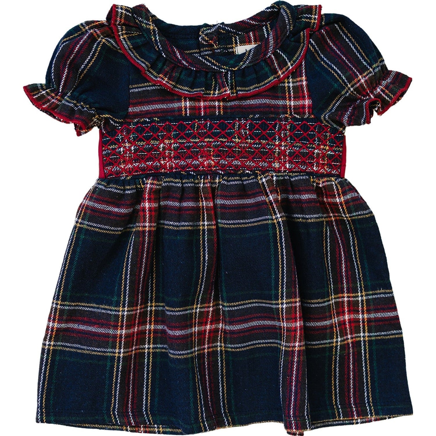 Mebie Baby Christmas Plaid Smocked Collared Dress for Baby Girls - 