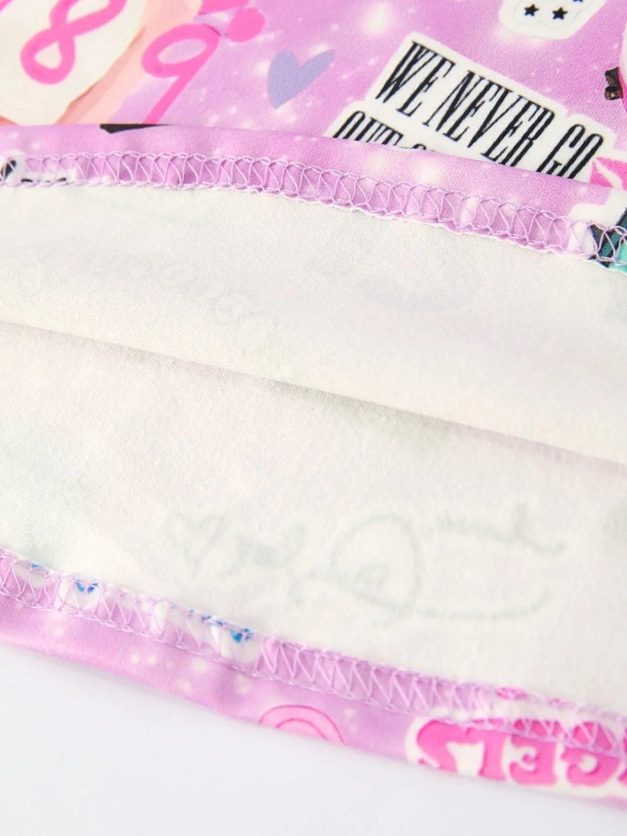 Rylee Faith Designs Christmas Purple Twirly Print Girls Short Sleeve Dress - 